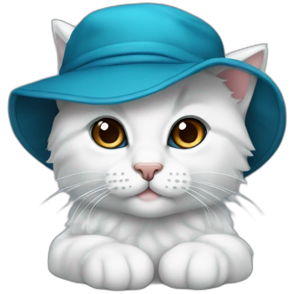 dunkelblaue Babykatze mit türkiser Wollmütze emoji