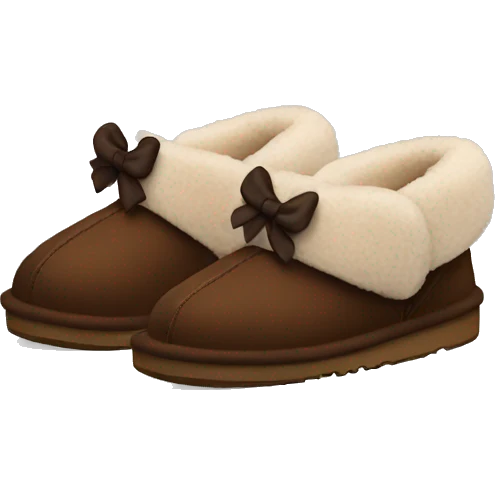 Dark brown UGG slippers with bows emoji