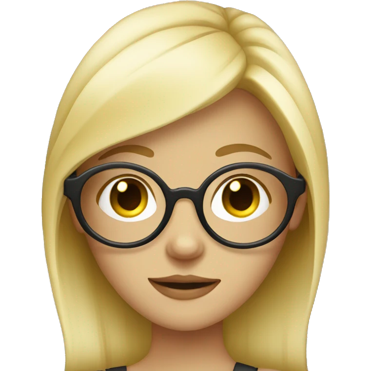 Blonde quirky girl with round glasses emoji