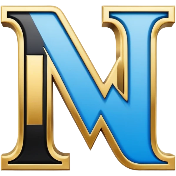 Bold Black-Blue-White-Gold Font Letter “N” emoji