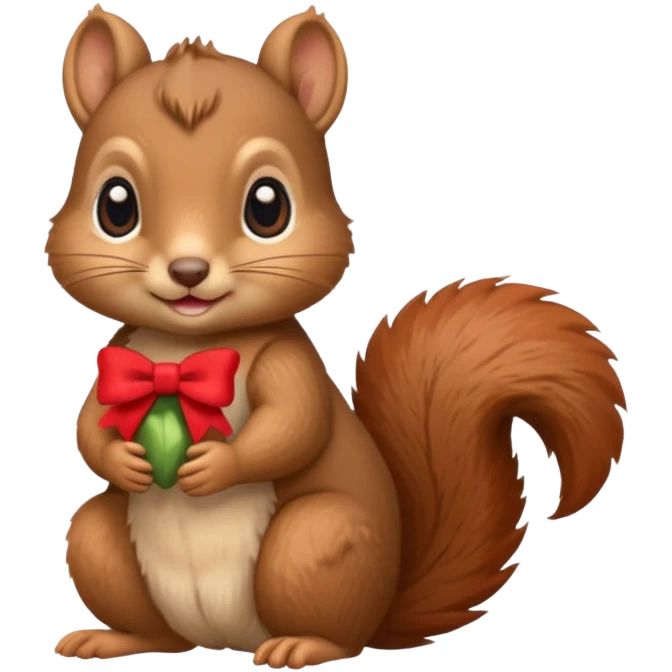baby squirrel with a tiny red bow emoji
