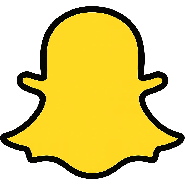 Snapchat ghost logo in yellow, simple social media icon emoji
