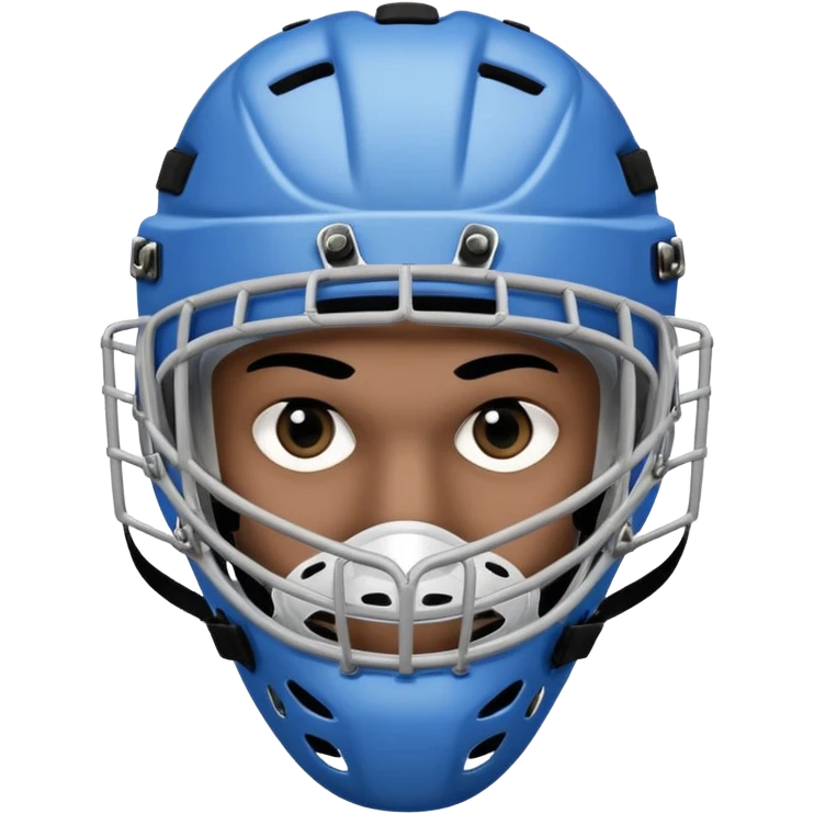 Black player of  ice hockey  who have  a goalkeeper mask which have small holes  emoji