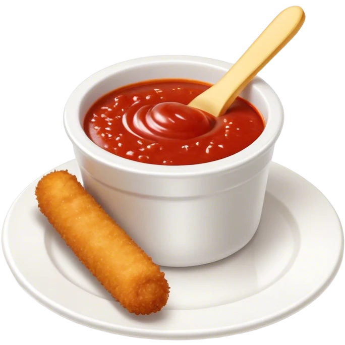 Plate of Mozzarella sticks with red marinara sauce in a small ramekin emoji