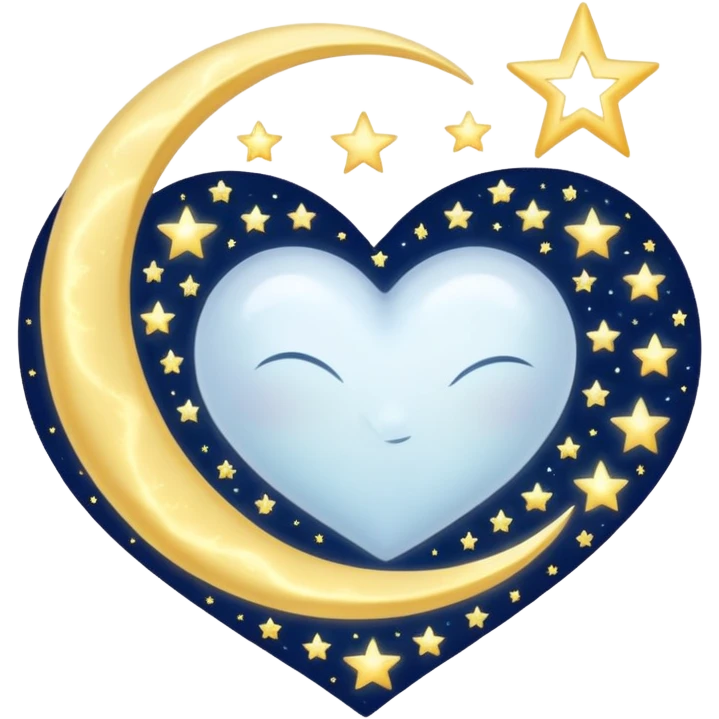 white heart with a moon and stars emoji