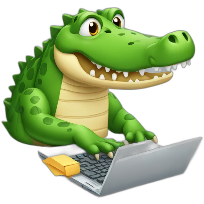 crocodile typing in computer emoji