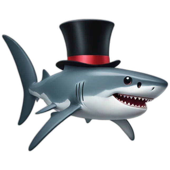 Shark with a top hat emoji