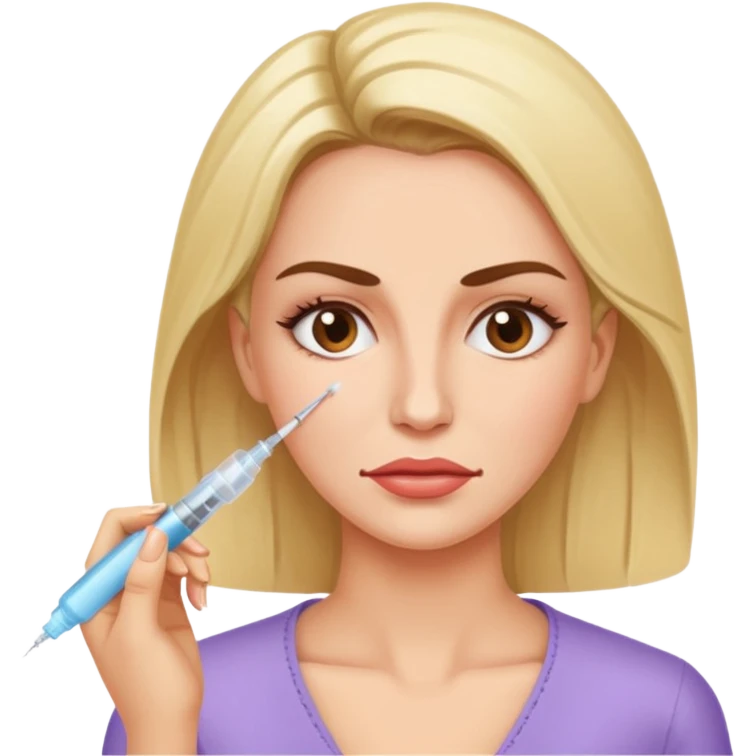 Woman taking a botox only one injection in the face emoji