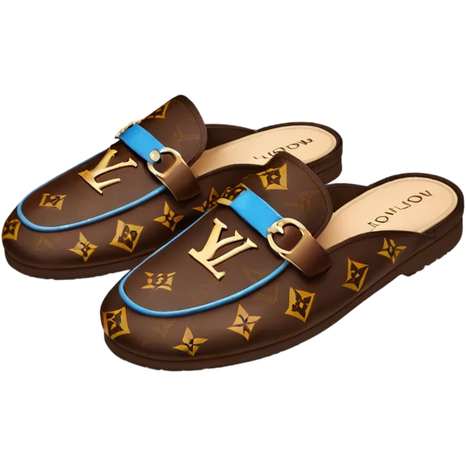 Brown Louis Vuitton slippers  emoji