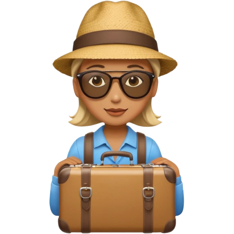 photorealistic tourist with a suitcase emoji