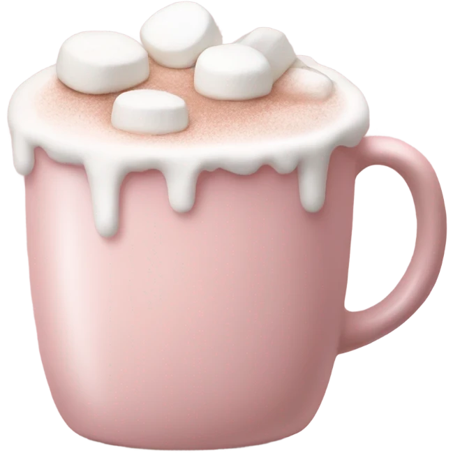 Light Pink mug of hot chocolate with marshmallows  emoji