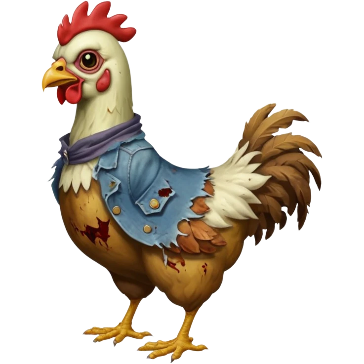 A chicken riding a zombie emoji