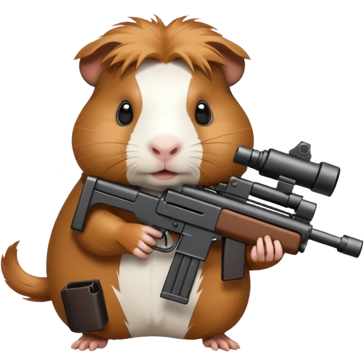 guinea pig aiming a machine gun, emoji style emoji
