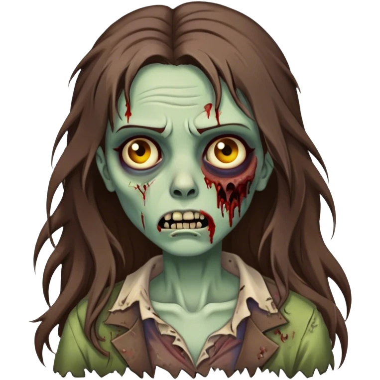 Zombie lady with long brown hair  emoji