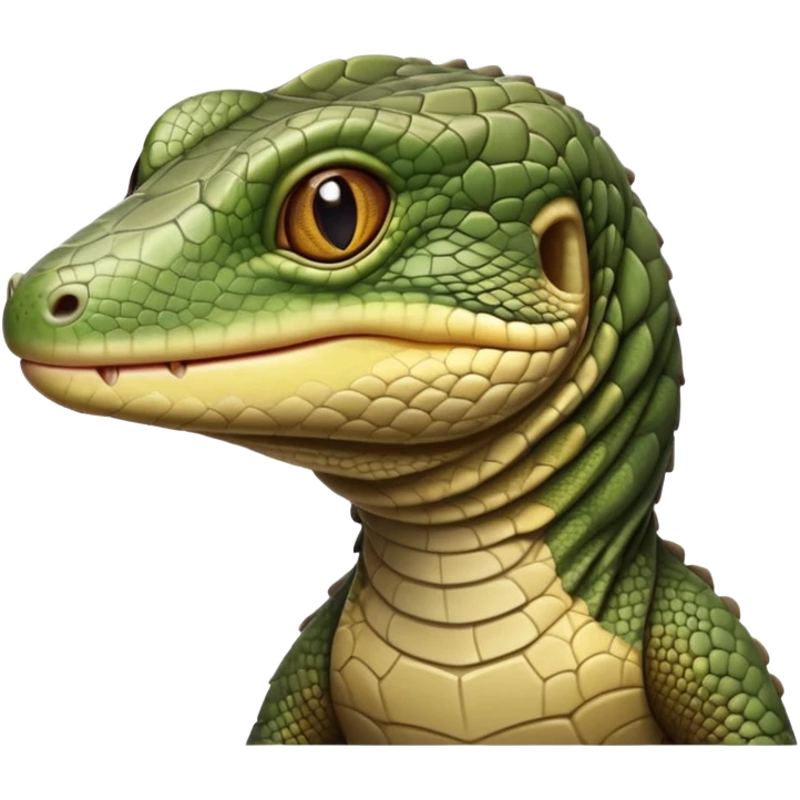 cinematic-realistic-cute-monitor-lizard-portrait-emoji,-head-tilted-playfully-and-inquisitively,-featuring-a-compact,-agile-body-with-finely-detailed,-glossy-scales-in-earthy-olive-hues-and-a-distinct,-alert-face-with-bright,-curious-eyes emoji