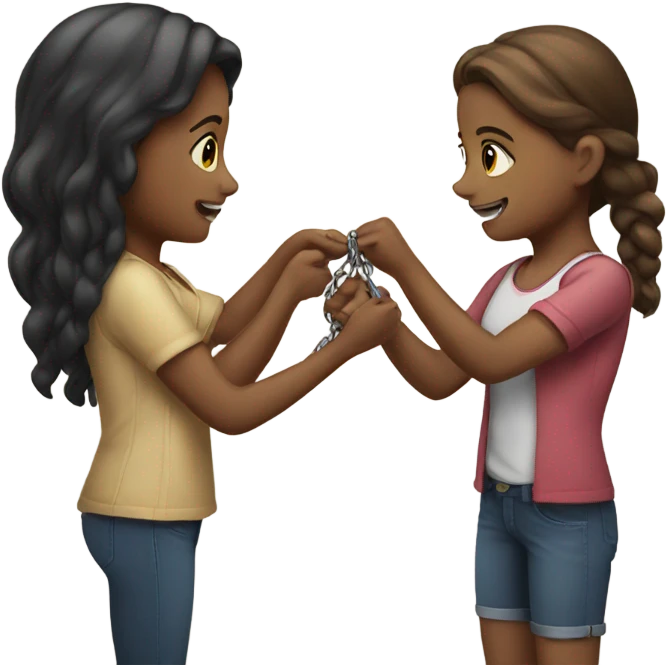 girl giving a chain to her friend emoji