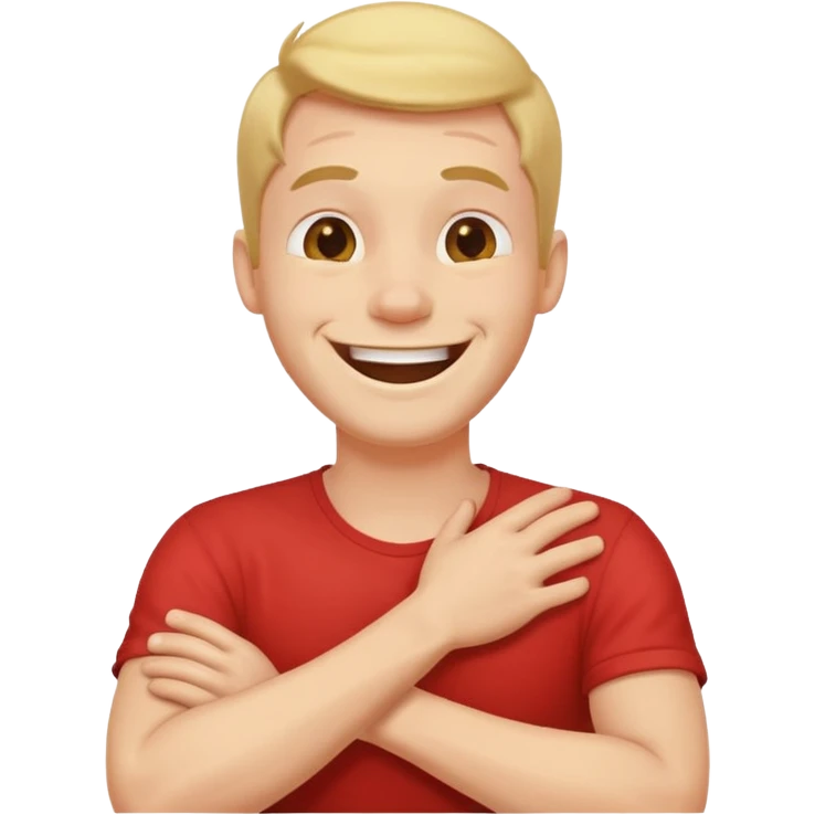 arms crossed holding neck laughing guy emoji