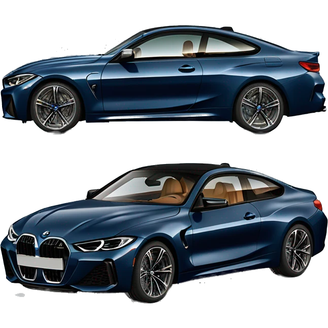 2021 BMW M440i with a dark blue exterior and cognac interior emoji