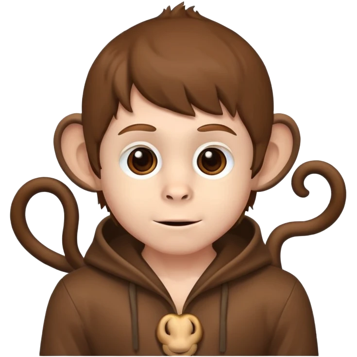 white boy brown hair monkey costume emoji