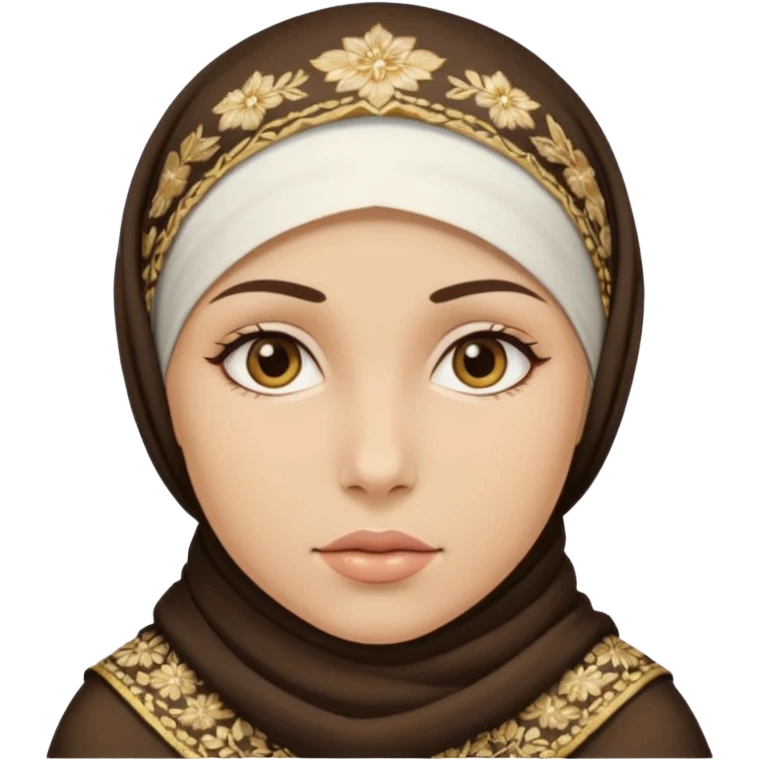girl with a white headscarf embroidered with gold patterns emoji