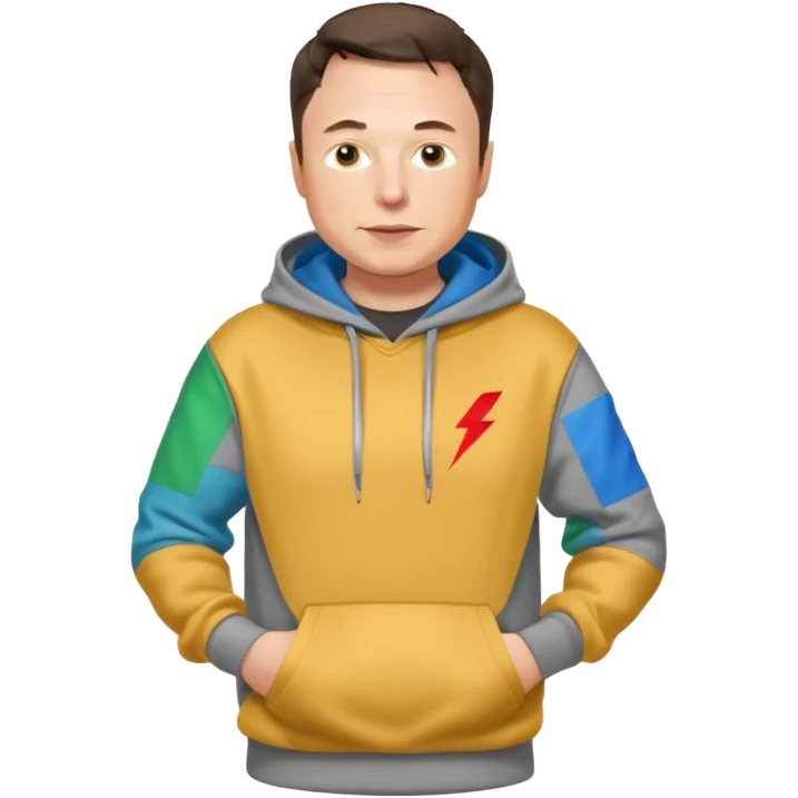 elon musk in gray hoodie full height emoji