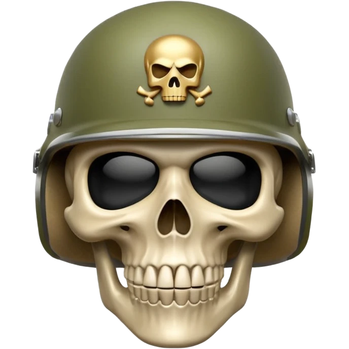 A bold emoji-style skull white with a hand no icon on helmet sushing wearing a realistic army helmet, . Clean vector style, high contrast, centered composition, modern emoji aesthetic, detailed helmet texture, confident and intense expression, 3D glossy finish, high resolution , no body , emoji