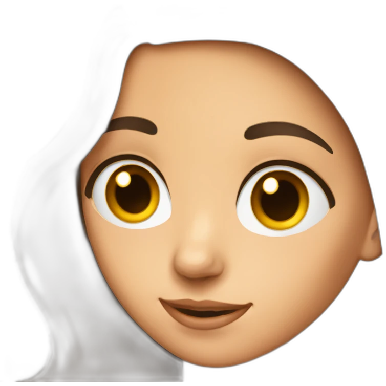 brunette girl with a very big left ear emoji
