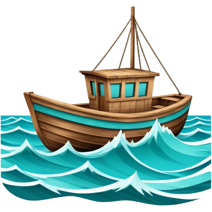 On a boat with waves emoji