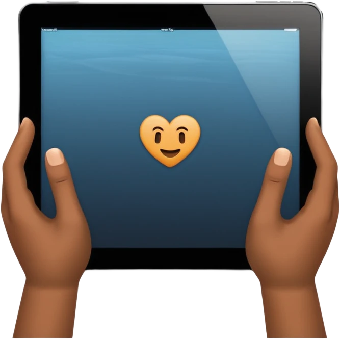 2 hands holding an ipad, no arms vertical emoji