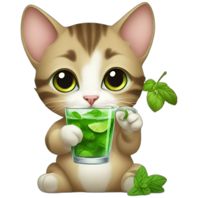 baby sherlock holmes cat drinking mojito emoji