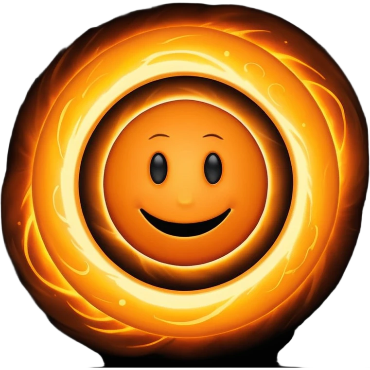 make a blackhole, accretion disk and all, with an orange smiley face emoji