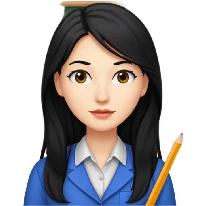 women teacher with black long hair emoji
