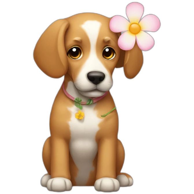 Dog with a flower instead of a tail emoji