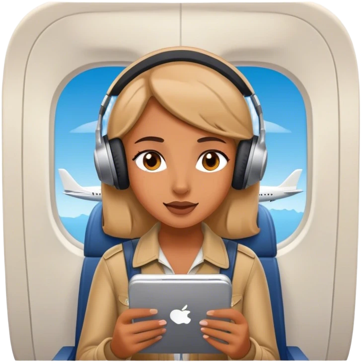 Girl on plane and music  emoji