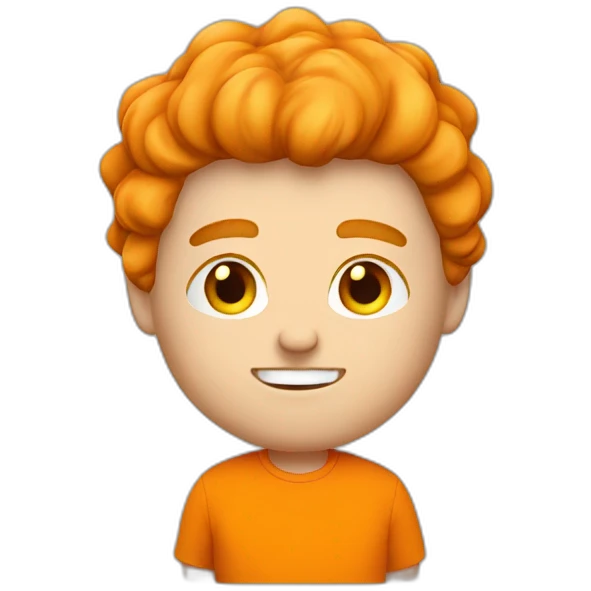 Fat white man play soccer orange tshirt hair brun emoji