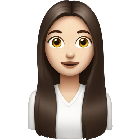 a white girl with dark brown milking brown straight hair that goes past her neck with brown eyes and long eyelashes emoji