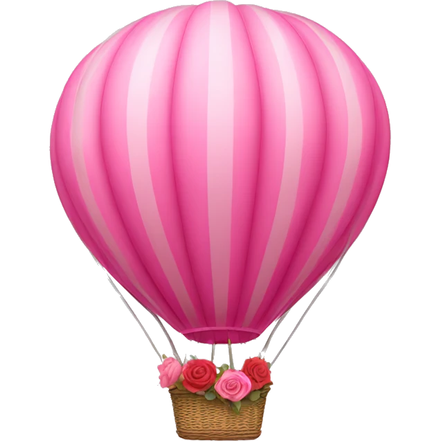 Pink hot air balloon with roses & hearts emoji