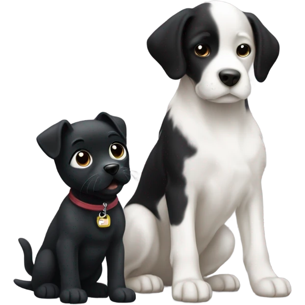 Black Puppy playing with big white dog emoji