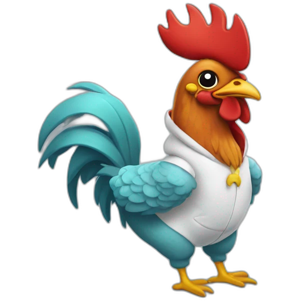 rooster in shark onesie emoji