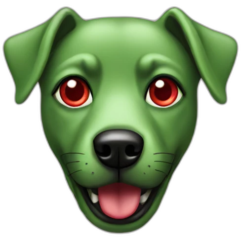 green dog with red eyes emoji
