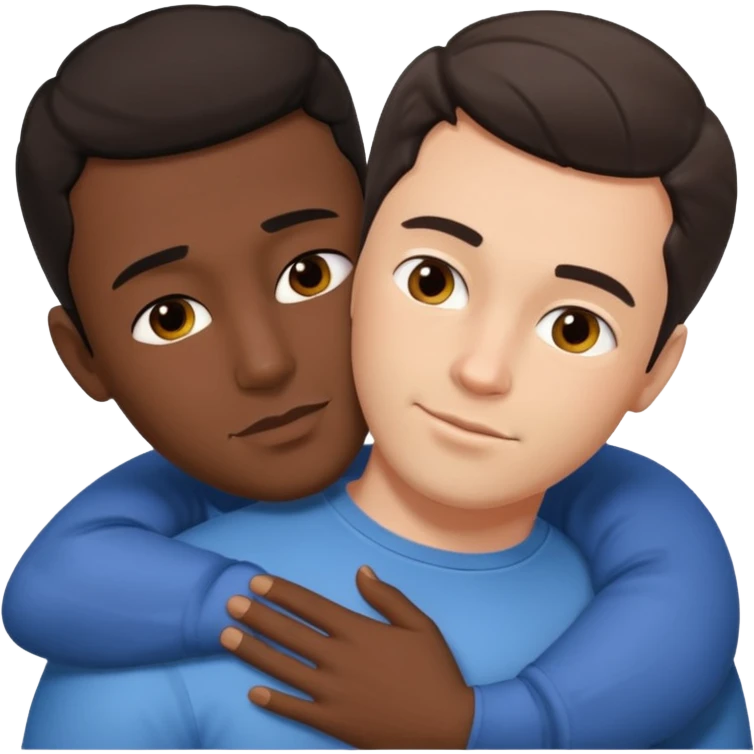 1White adult male dark hair and dark skin adult male, spooning naked on the ground, touching, cuddling, rear view,  emoji