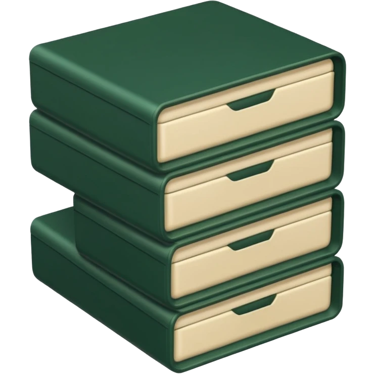 dark green open case with light beige bills emoji