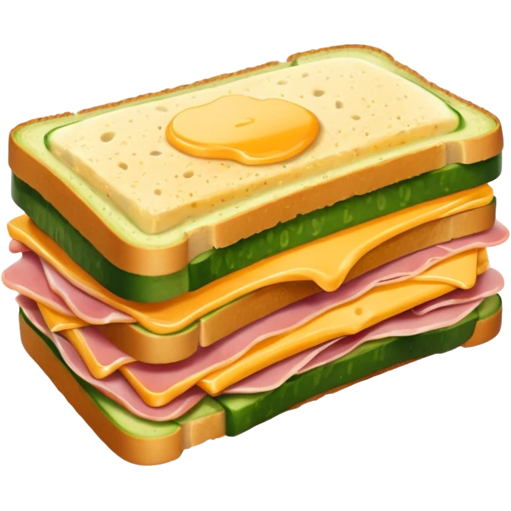 cucumber sandwich without excessive cucumber. with meat in them. bread slightly toasted. and melted cheese emoji
