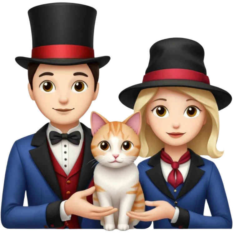 magician couple and their pet cat emoji