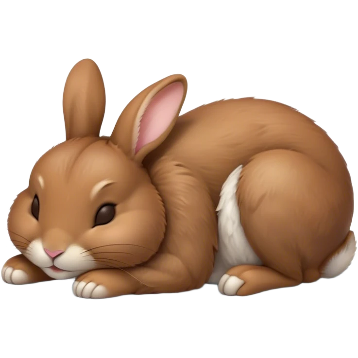Meme-Worthy Cute Sleeping Brown Rabbit Portrait Emoji, Head resting peacefully with a contented smile, showcasing a delightfully sturdy build and a luxuriously soft brown fur, eyes shut in a serene nap, Simplified yet hilariously adorable features, highly detailed, glowing with a soft, drowsy light, high shine, relaxed and utterly lovable, stylized with an air of playful laziness, bright and heartwarming, soft glowing outline, capturing the essence of a comically sleepy bunny, so meme-worthy it feels like it could instantly become the next viral sensation of adorable slumber! emoji