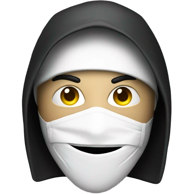 Computer hacker wearing  anonymous mask emoji