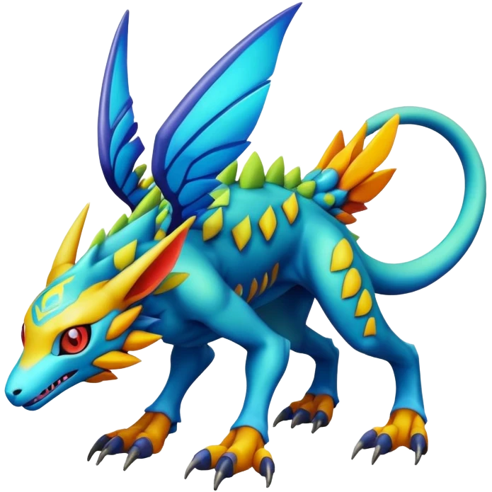  colorful modern Fakémon-Digimon-Trico-Vernid-creature (full body) emoji