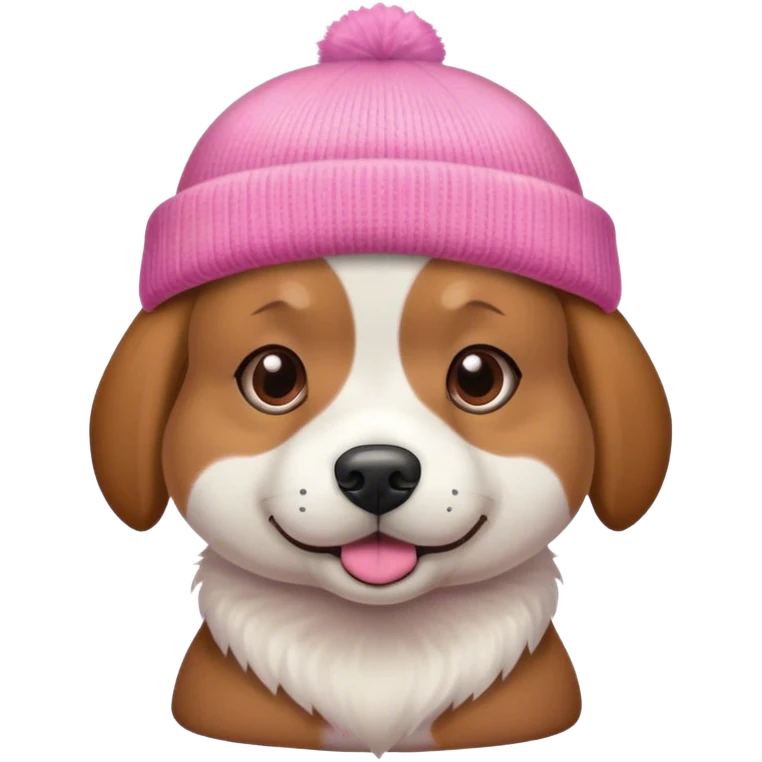 dog wearing a pink beanie emoji