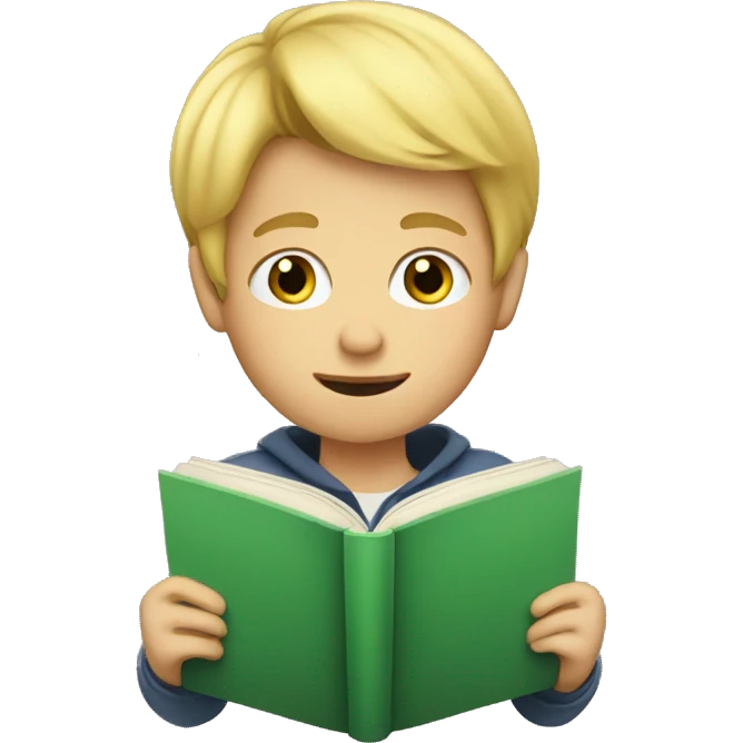 young blonde hair boy who reads emoji