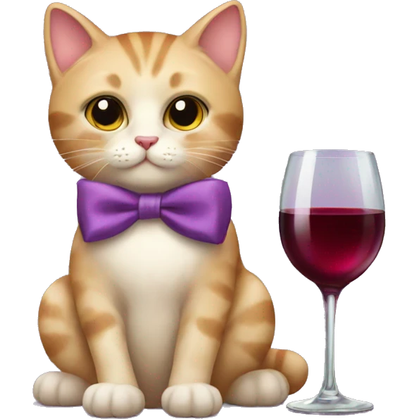 Cat with a bow and a wine glass  emoji